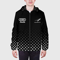 Куртка с капюшоном мужская Audi, Ауди, Звезды, цвет: 3D-черный — фото 2