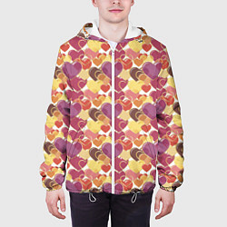 Куртка с капюшоном мужская Красивые Сердечки LOVE, цвет: 3D-белый — фото 2