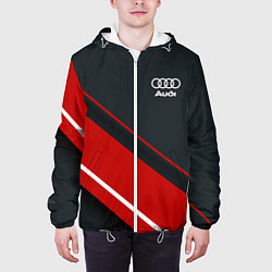 Куртка с капюшоном мужская Audi sport red, цвет: 3D-белый — фото 2