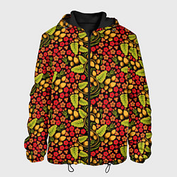 Куртка с капюшоном мужская Русский Орнамент - Хохломская Роспись, цвет: 3D-черный