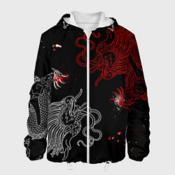 Мужская куртка Китайский дракон Красно - Белый