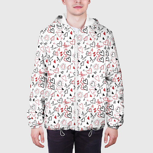 Мужская куртка Valentines Pattern / 3D-Белый – фото 3