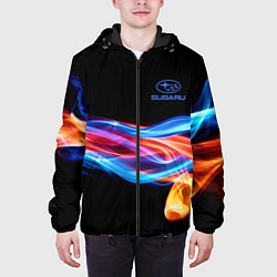 Куртка с капюшоном мужская Subaru Пламя огня, цвет: 3D-черный — фото 2