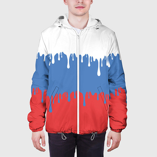 Мужская куртка Флаг России потёки / 3D-Белый – фото 3