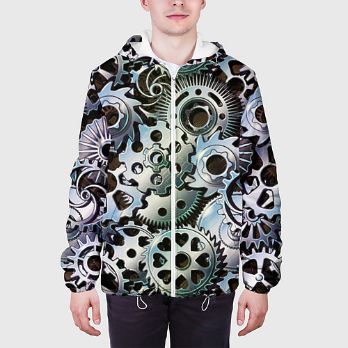 Мужская куртка Стимпанк шестеренки Steampunk / 3D-Белый – фото 3