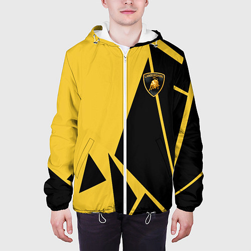 Мужская куртка Lamborghini - Yellow Geometry / 3D-Белый – фото 3