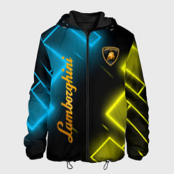 Куртка с капюшоном мужская Lamborghini - Неоновые фигуры, цвет: 3D-черный