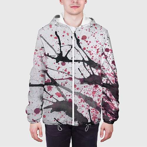 Мужская куртка Сакура цветёт рисунок акварелью / 3D-Белый – фото 3