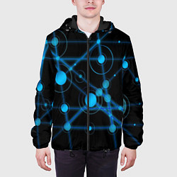 Куртка с капюшоном мужская Круги на линиях, цвет: 3D-черный — фото 2