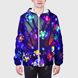 Куртка с капюшоном мужская Новогодние Яркие Цветы, цвет: 3D-белый — фото 2