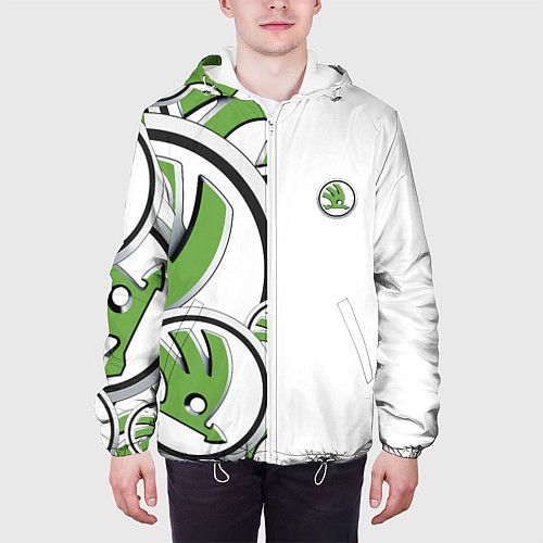 Мужская куртка Skoda Half Pattern Logo / 3D-Белый – фото 3