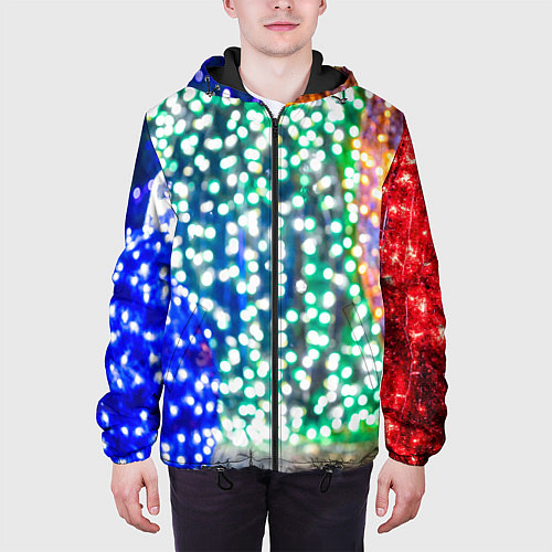 Мужская куртка Новогодняя инсталляция - Шары / 3D-Черный – фото 3