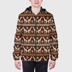 Куртка с капюшоном мужская Жирафы Африка паттерн, цвет: 3D-черный — фото 2
