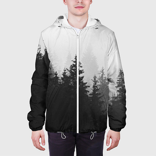 Мужская куртка ЛЕС В ТУМАНЕ, ЧЕРНО БЕЛЫЙ ЛЕС / 3D-Белый – фото 3