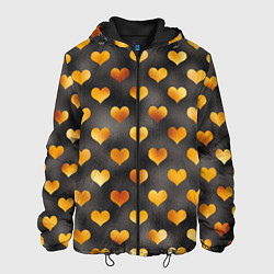 Куртка с капюшоном мужская Сердечки Gold and Black, цвет: 3D-черный