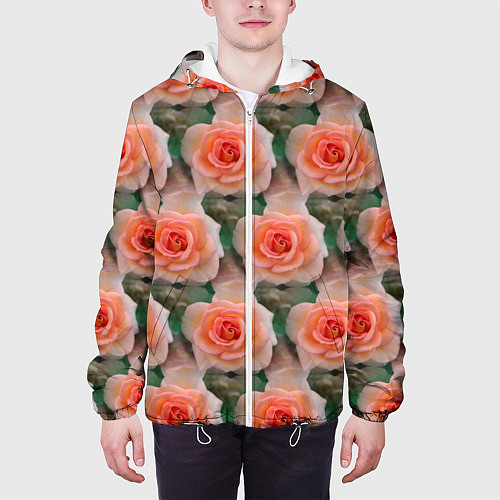 Мужская куртка Нежные розы паттерн / 3D-Белый – фото 3