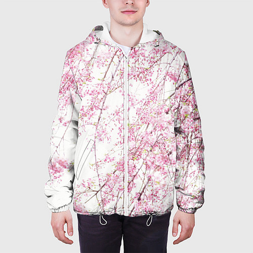 Мужская куртка Розовое цветение / 3D-Белый – фото 3