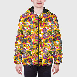 Куртка с капюшоном мужская Поп арт животные, еда, цвет: 3D-черный — фото 2