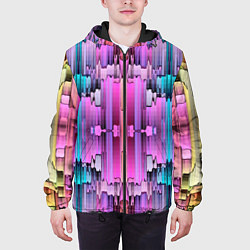 Куртка с капюшоном мужская Калейдоскоп абстракции, цвет: 3D-черный — фото 2