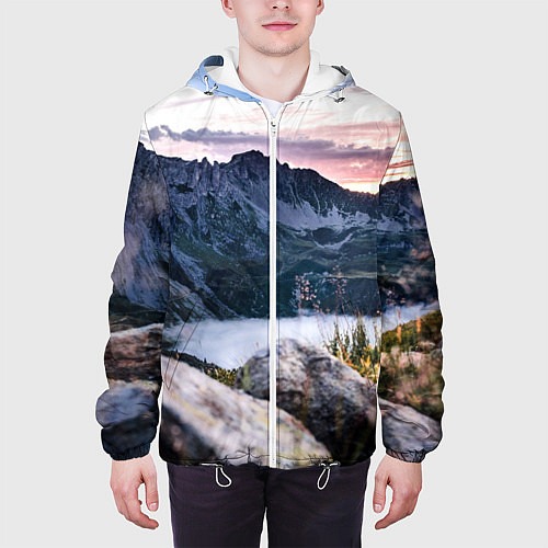 Мужская куртка Горы на закате / 3D-Белый – фото 3