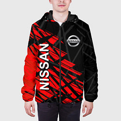 Куртка с капюшоном мужская Nissan Ниссан Красно черный, цвет: 3D-черный — фото 2