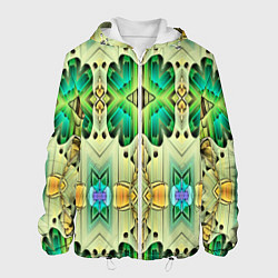 Куртка с капюшоном мужская Green abstract 3d, цвет: 3D-белый
