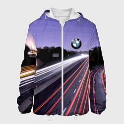 Куртка с капюшоном мужская BMW Ночная трасса, цвет: 3D-белый
