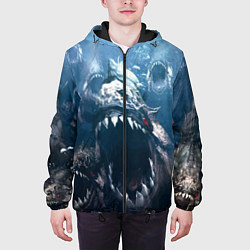 Куртка с капюшоном мужская Пираньи Челюсти Монстры, цвет: 3D-черный — фото 2
