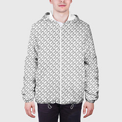 Куртка с капюшоном мужская Круглые стрелки паттерн, цвет: 3D-белый — фото 2