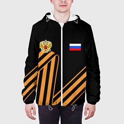 Куртка с капюшоном мужская Герб России - георгиевская лента, цвет: 3D-белый — фото 2