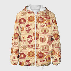Куртка с капюшоном мужская Пивные Этикетки Beer, цвет: 3D-белый