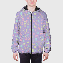 Куртка с капюшоном мужская Разноцветные буквы, цвет: 3D-черный — фото 2