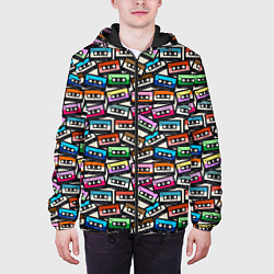 Куртка с капюшоном мужская Ретро Музыка Аудиокассеты, цвет: 3D-черный — фото 2
