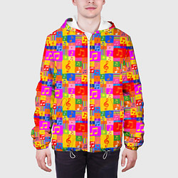 Куртка с капюшоном мужская Красочные Музыкальные Ноты, цвет: 3D-белый — фото 2
