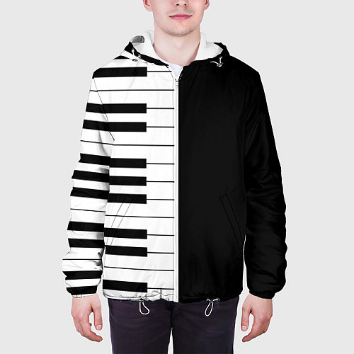 Мужская куртка Черно-Белое Пианино Piano / 3D-Белый – фото 3