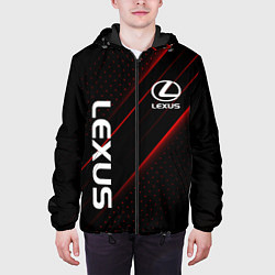 Куртка с капюшоном мужская LEXUS ЛЕКСУС КРАСНЫЕ ЛИНИИ, цвет: 3D-черный — фото 2