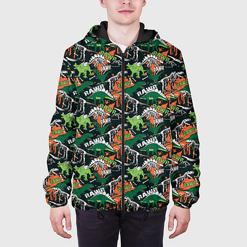 Мужская куртка Динозавры Dinosaurs / 3D-Черный – фото 3