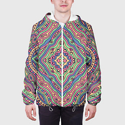 Куртка с капюшоном мужская Разноцветный узор Калейдоскоп Абстракция, цвет: 3D-белый — фото 2
