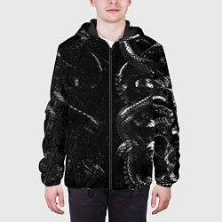 Куртка с капюшоном мужская Змеиный Паттерн Snake Black, цвет: 3D-черный — фото 2