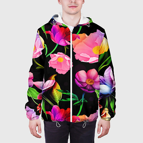 Мужская куртка Цветочный узор Floral pattern / 3D-Белый – фото 3