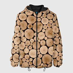 Куртка с капюшоном мужская Спил дерева, цвет: 3D-черный