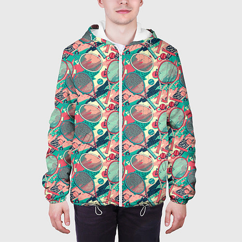 Мужская куртка Ракетки для тенниса / 3D-Белый – фото 3