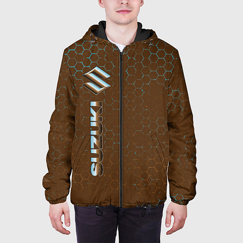 Мужская куртка SUZUKI - Графика Вертикально / 3D-Черный – фото 3