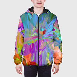 Куртка с капюшоном мужская Abstract color pattern Summer 2022, цвет: 3D-черный — фото 2