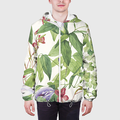 Мужская куртка Цветы Нежная Листва / 3D-Белый – фото 3