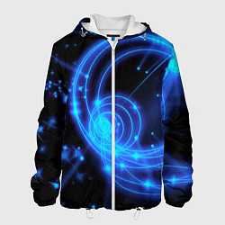 Куртка с капюшоном мужская Неоновый космос Neon space, цвет: 3D-белый