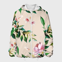 Куртка с капюшоном мужская Цветы Летние, цвет: 3D-белый