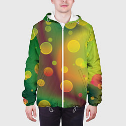 Куртка с капюшоном мужская Кружочки на разноцветном фоне, цвет: 3D-белый — фото 2