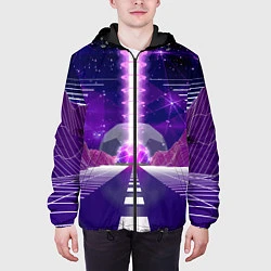 Куртка с капюшоном мужская Vaporwave Neon Space, цвет: 3D-черный — фото 2
