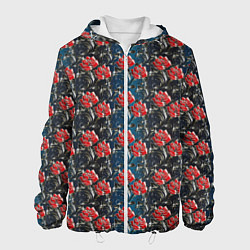 Куртка с капюшоном мужская Flowers Pattern, цвет: 3D-белый